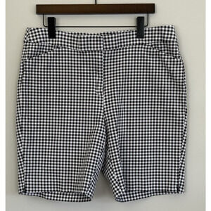 Chico’s Chino Stretch Shorts Size 2.5 US 14 Black White Gingham Check Pockets